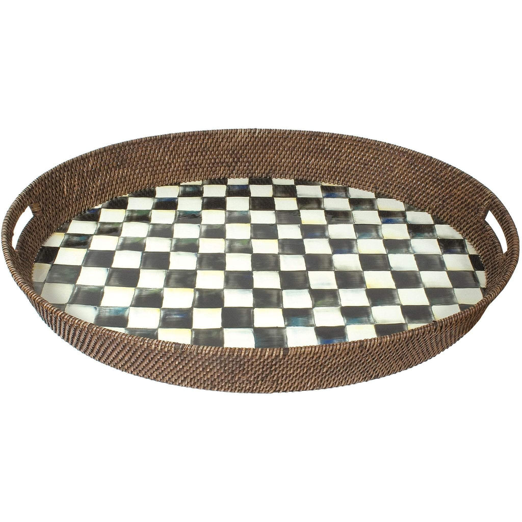 MacKenzie Childs Courty Check Rattan Tray