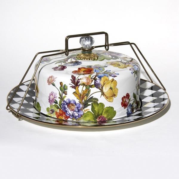 MacKenzie Childs Flower Market Cake Carrier - White