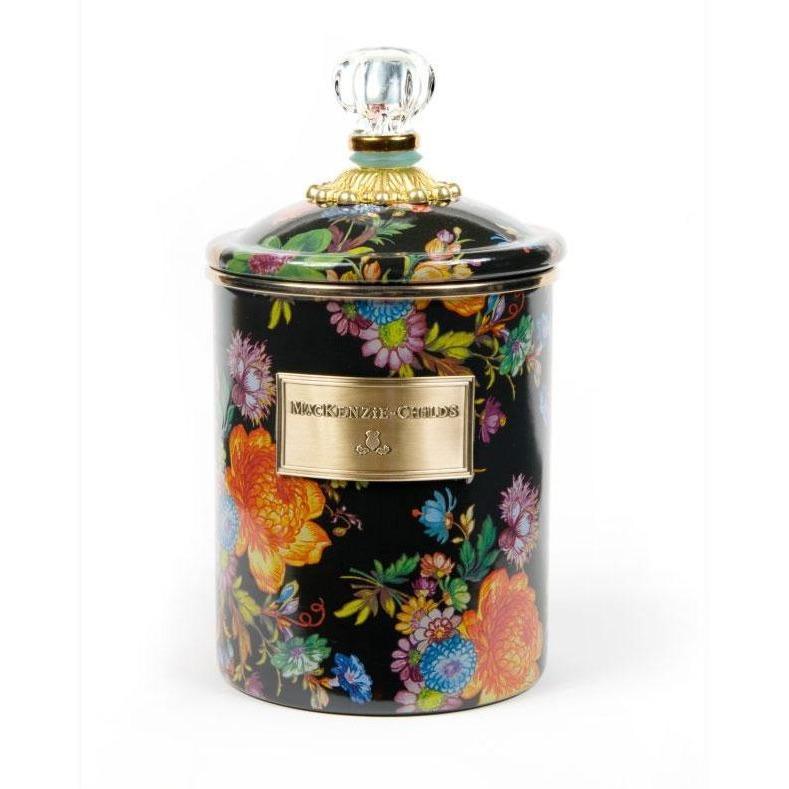 MacKenzie Childs Flower Market Canister Med BLK