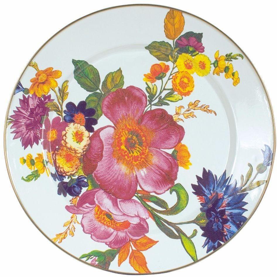 MacKenzie Childs Flower Market Charger Plate White