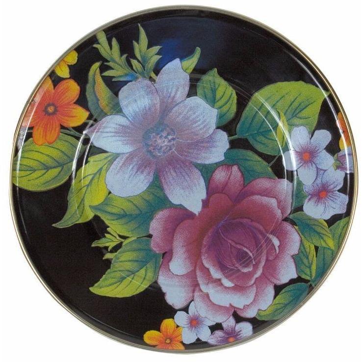 MacKenzie Childs Flower Market Salad Dessert Plate Black