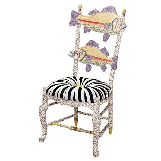 MacKenzie-Childs Freckled Fish Chair Black and White Seat