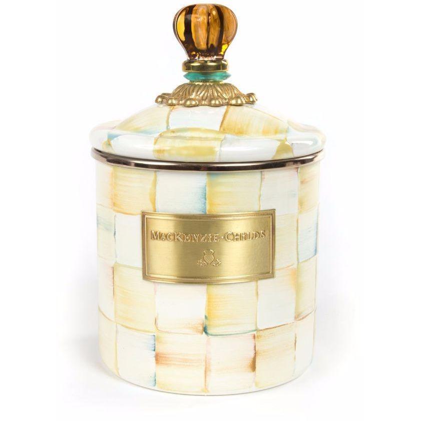 MacKenzie Childs Parchment Check Canister Small