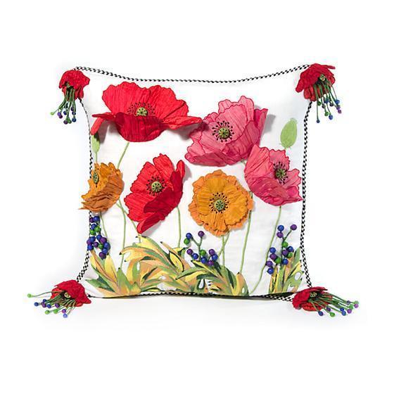 MacKenzie Childs Poppy Red Square Pillow