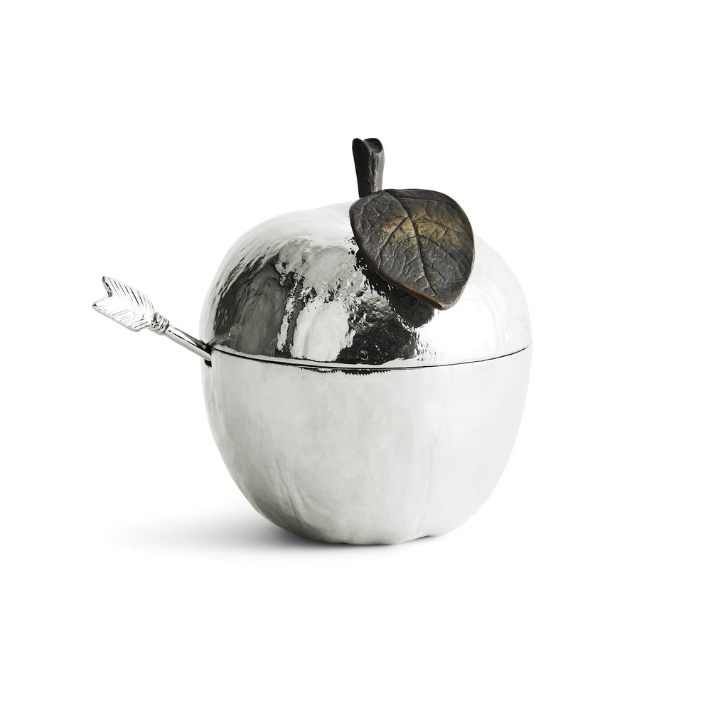 Michael Aram Apple Honey Pot & Spoon Nickelplate 110780