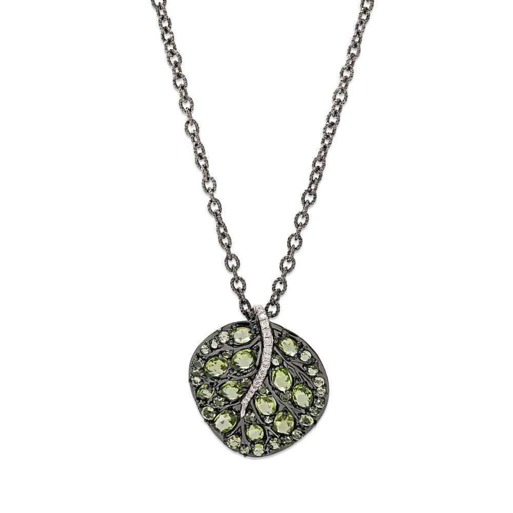 Michael Aram Botanical Leaf 32mm Necklace with Peridot and Diamonds 533801980PE
