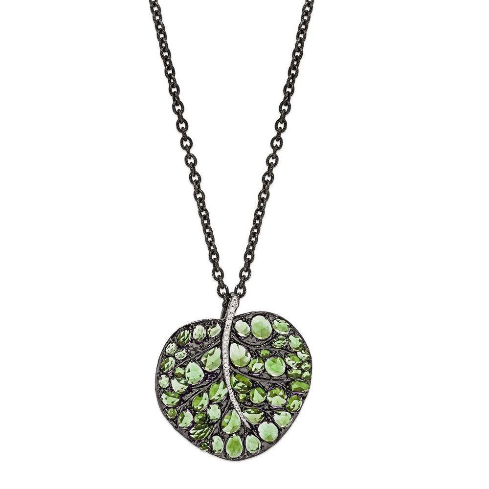 Michael Aram Botanical Leaf 53mm Necklace with Peridot and Diamonds 532801990PE