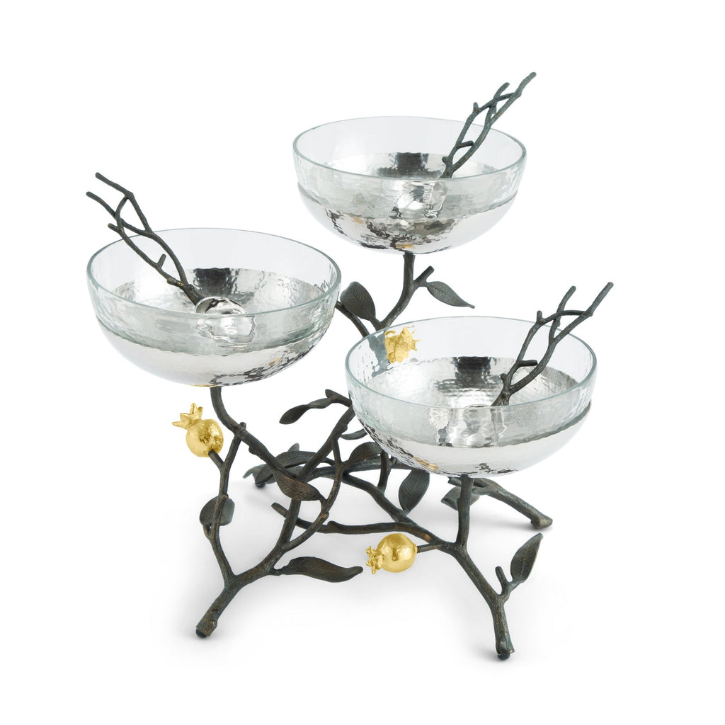 Michael Aram Pomegranate Triple Bowl Set & Spoons 175325