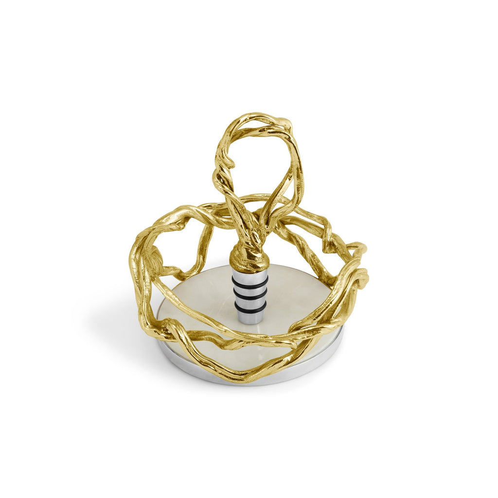 Michael Aram Wisteria Gold Wine Coaster & Stopper Set 123308