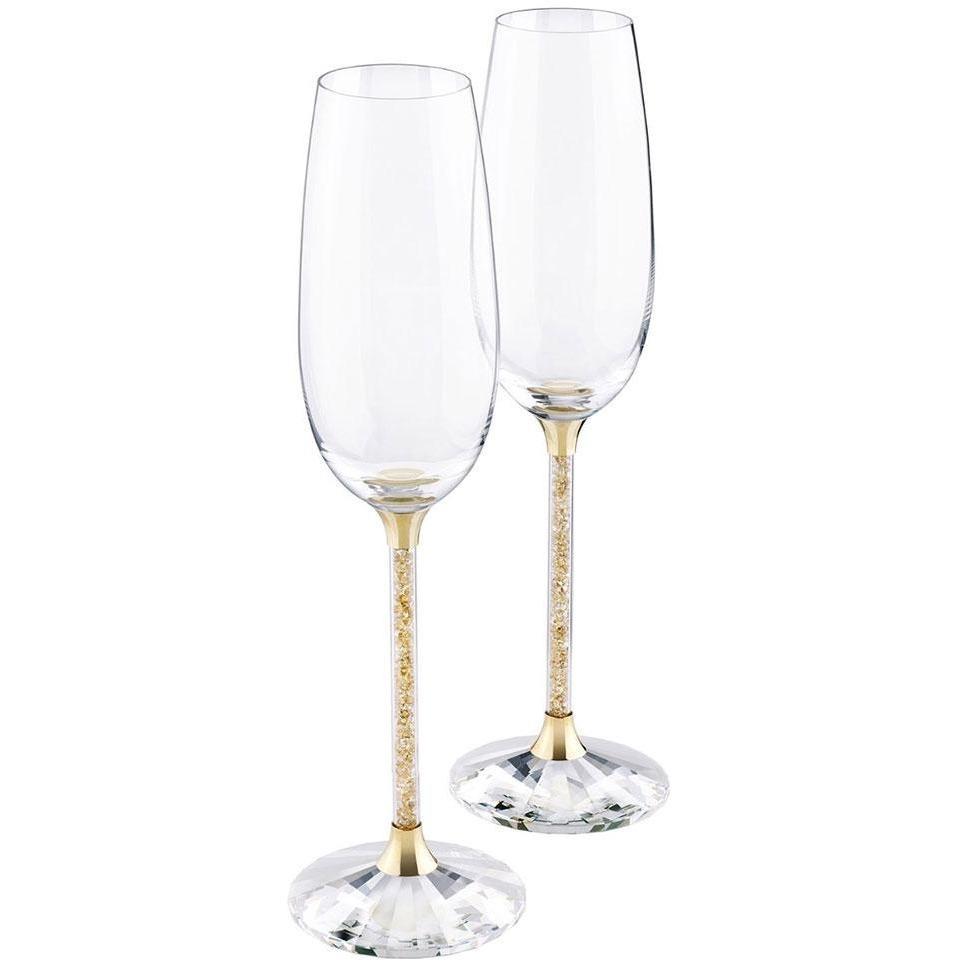 Swarovski Crystal line Toasting Flutes Set Golden Shadow 5102143