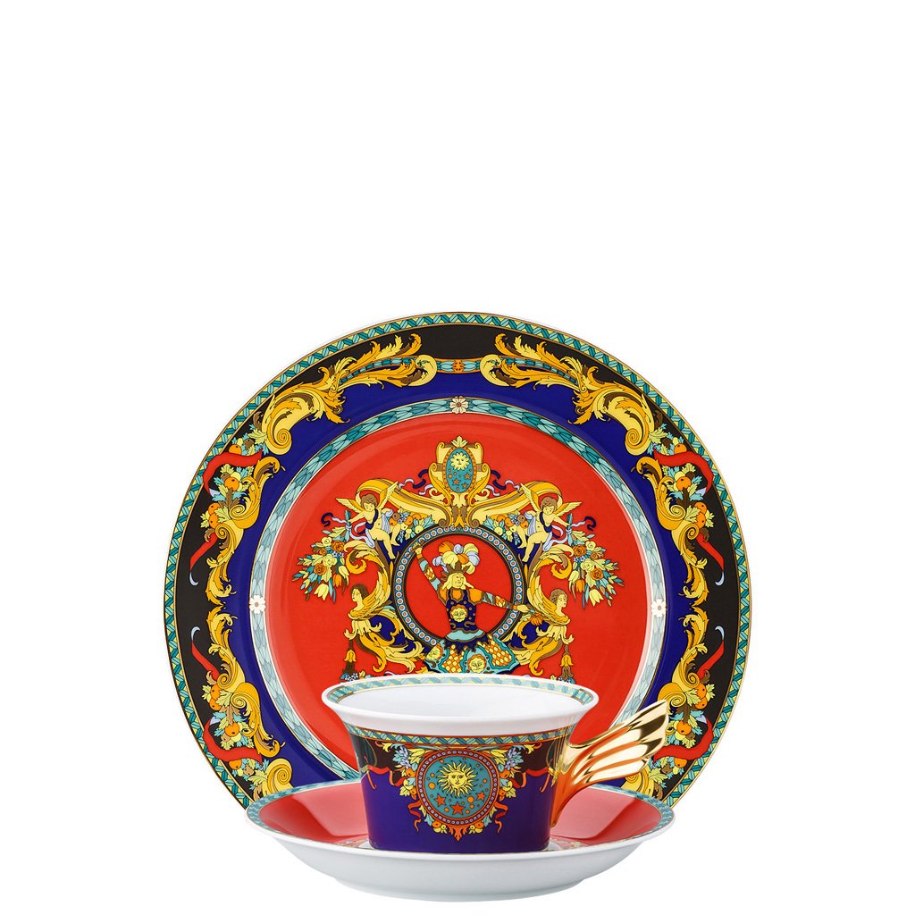 Versace 25 Years Le Roi Soleil Tea Cup Tea Saucer & Dessert Plate Set 3 pieces 19300-406636-28604