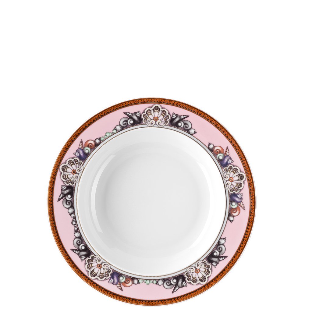 Versace Etoiles De La Mer Pink Rim Soup Plate 8.5 inch 19325-403648-10322