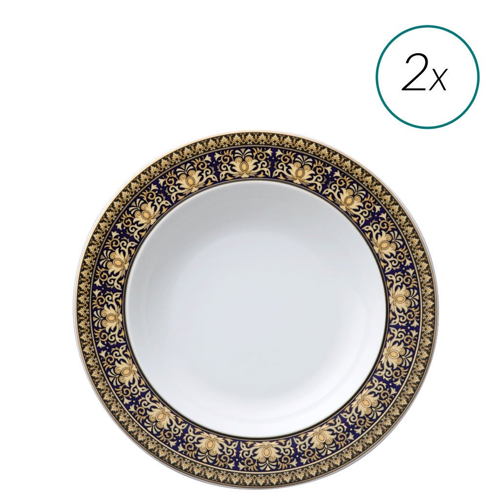 Versace Medusa Blue Soup Plates Set 2 pieces 8.5 inch 19325-409620-10002