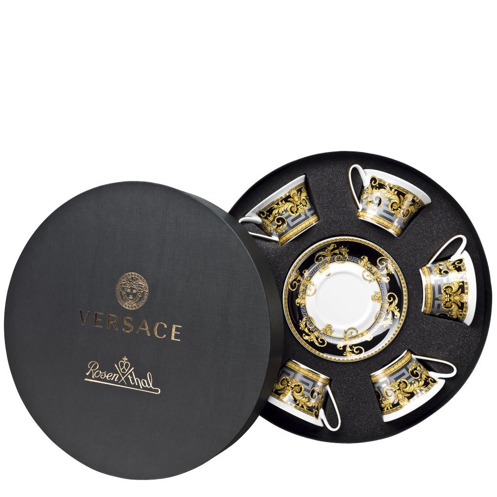 Versace Prestige Gala Six Low Cups Tea Cups & Saucers Round Hat Box 19325-403637-29253
